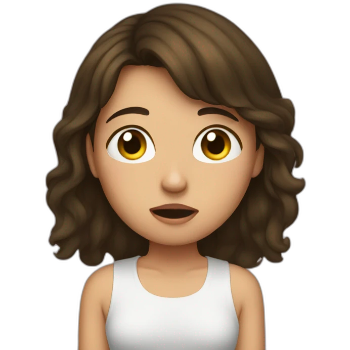 Brunette girl crying in closet emoji