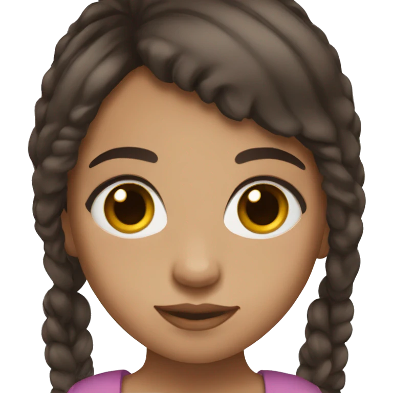 girl with dark brown hair and dark brown eyes and doll lashes emoji
