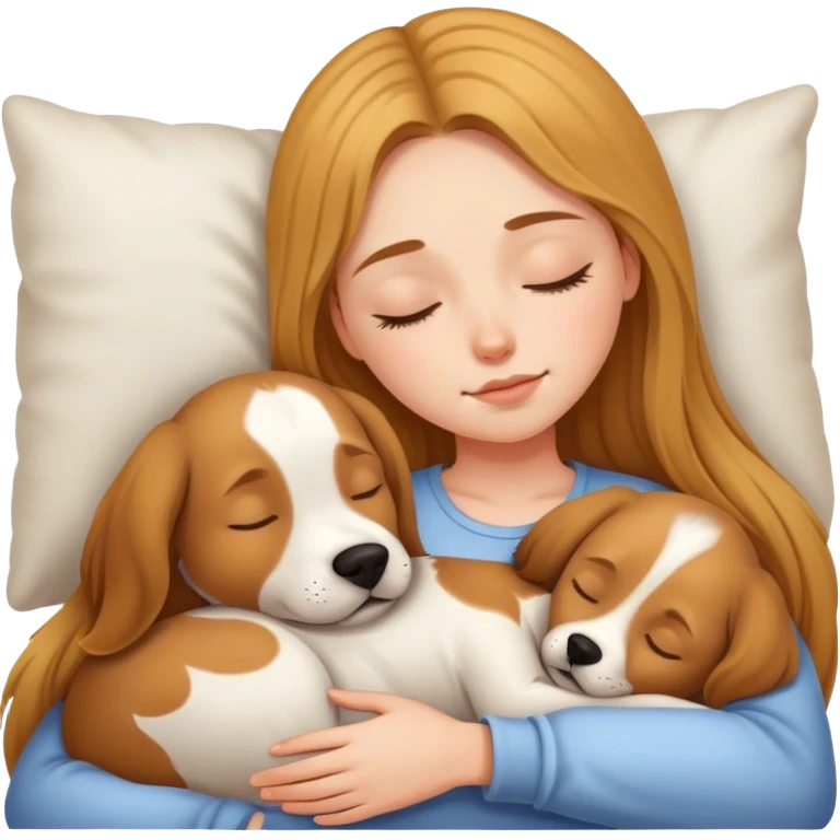 Blind hair girl sleeping with a dog emoji
