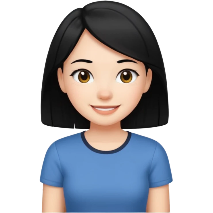 girl with black hair in short sleeves at home emoji