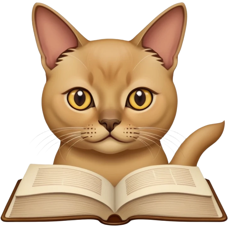 Burmese cat with book emoji