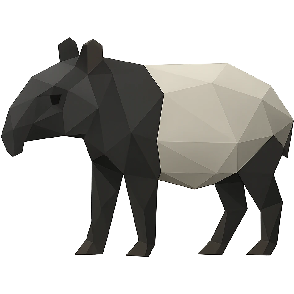 a tapir in a low-poly polygonal style, geometric and modern emoji