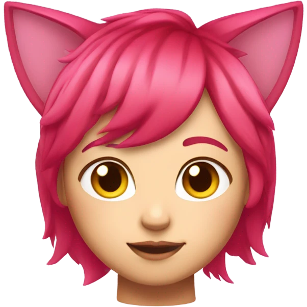 red hair, cat girl, cat ears, pink hair emoji