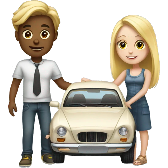 Boy buying blonde girl a car emoji