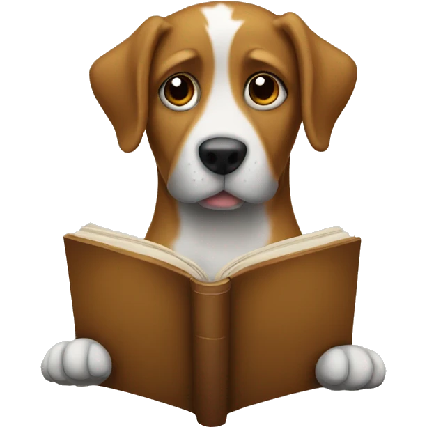 make an emoji in the form of a dog with a book emoji