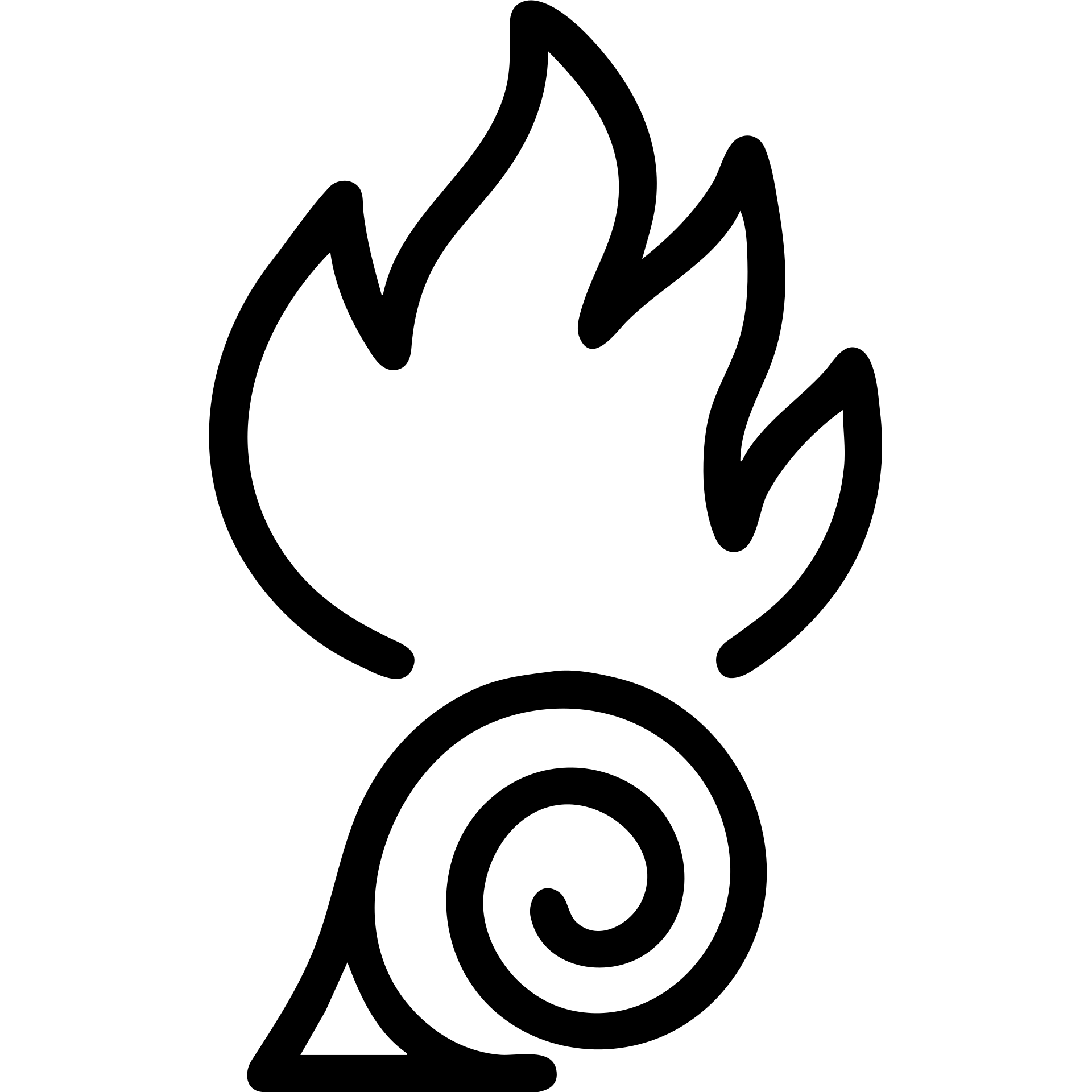 black icon with Naruto fire symbol, outline style emoji