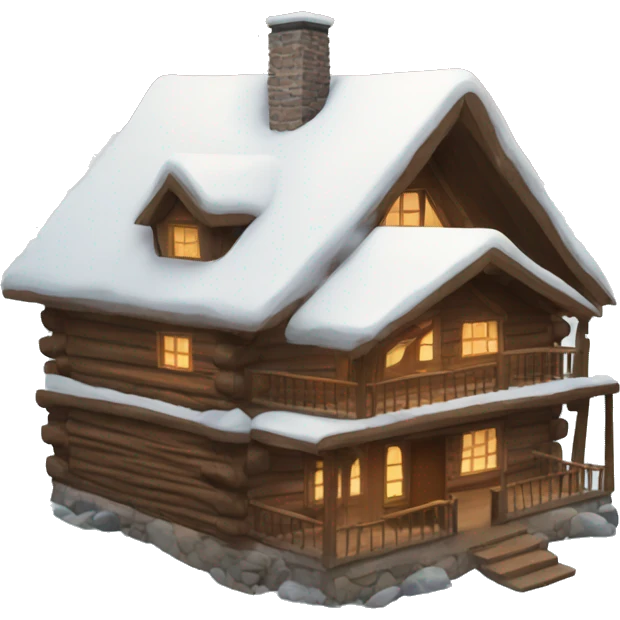 cozy cabin with snow surrounding and on top of it emoji