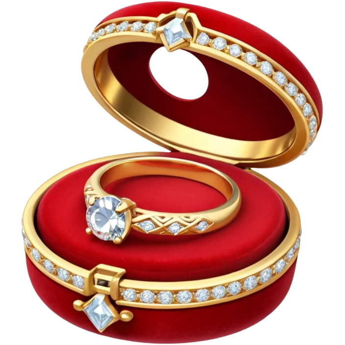 Diamond wedding ring with diamond in red box emoji emoji