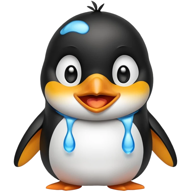 laughing penguin with tears while laughing  emoji