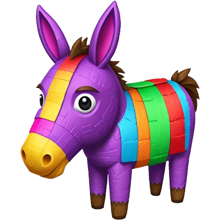 vibrant stylized colorful pinata shaped like a donkey emoji, suitable as a sprite for a 2D fruit ninja game emoji