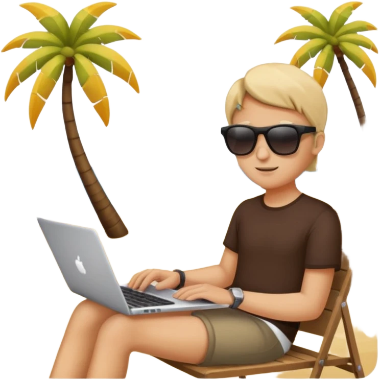 laptop und im hintergrund einen strand emoji