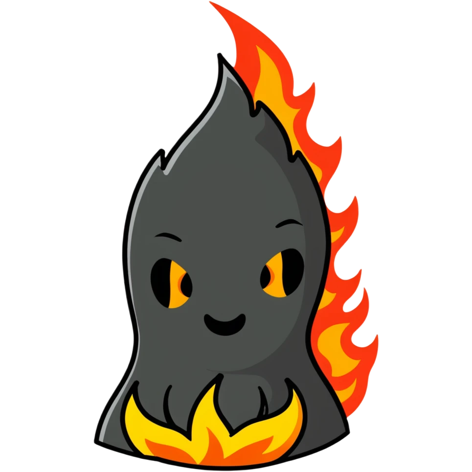 head with fire, expressionless face emoji
