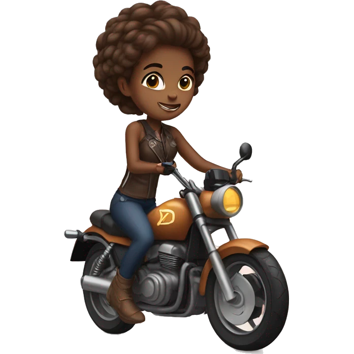 A brown skin girl on a motorcycle  emoji