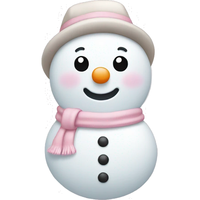 Cute white and light pink snowman emoji