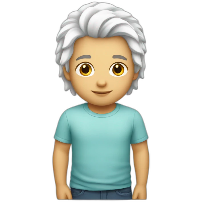 niño blanco de pelo largo pitufo emoji