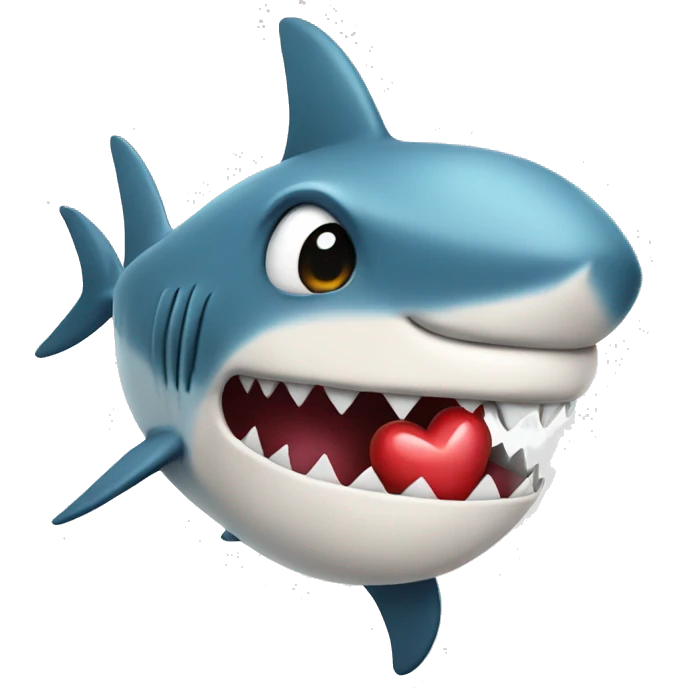 Shark holding a heart emoji