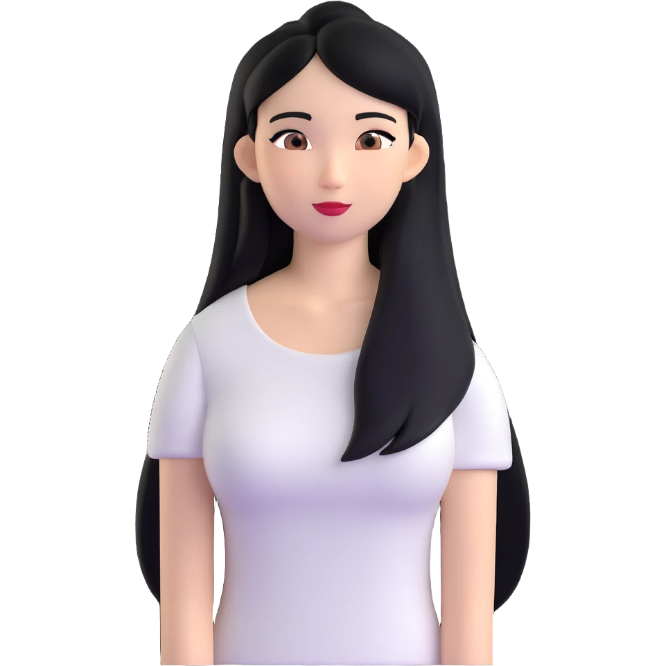 Miss Universe Southeast Asian woman with very long straight black hair wearing a beautiful white top emoji