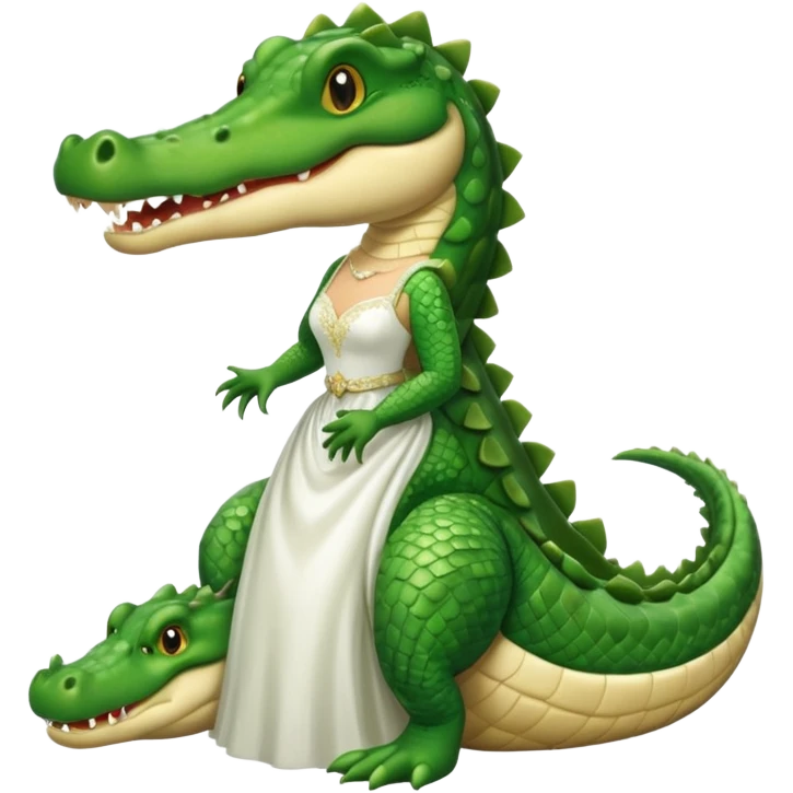 Make me a cocodrile with a wedding drees emoji