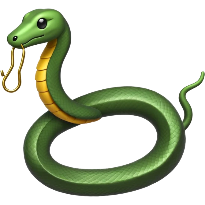 Minimalist emoji-style sticker of a bent paperclip shaped like a snake, wrapping onto itself. Thin black silhouette, no texture. emoji