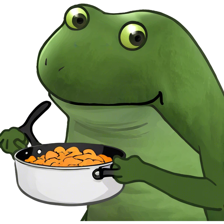 Mad Frog with a pan emoji