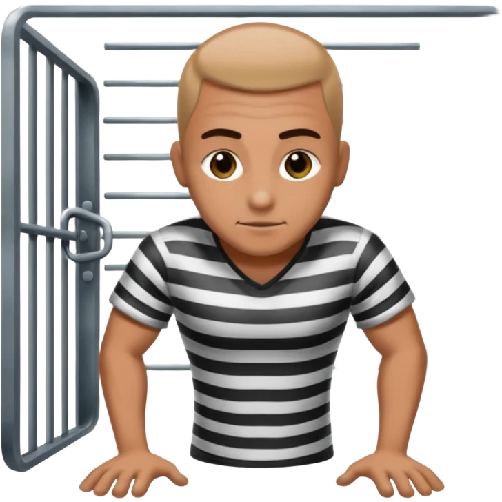 Prisoner doing pushups in front of jail cell emoji