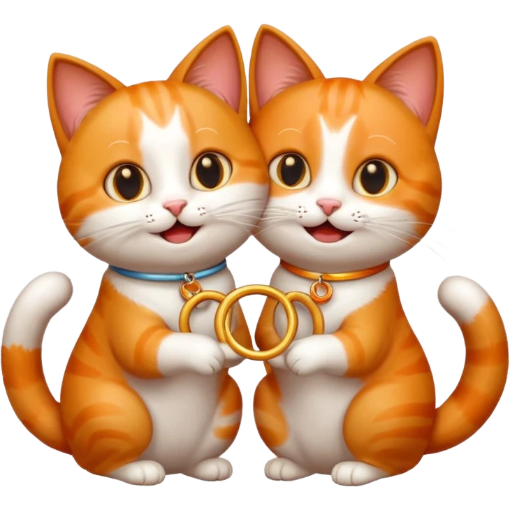 happy cat couple, one cat holding a ring, the other surprised and happy, romantic atmosphere, Italian background, emoji style emoji