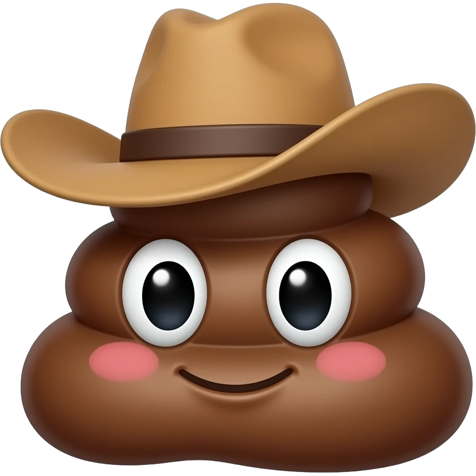 Cute 💩 with cowboy hat  on Sideways emoji