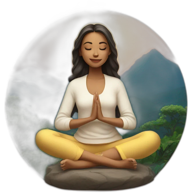 menina meditando e passando gloss emoji