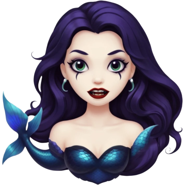 A black mermaid who is also a vampire  emoji
