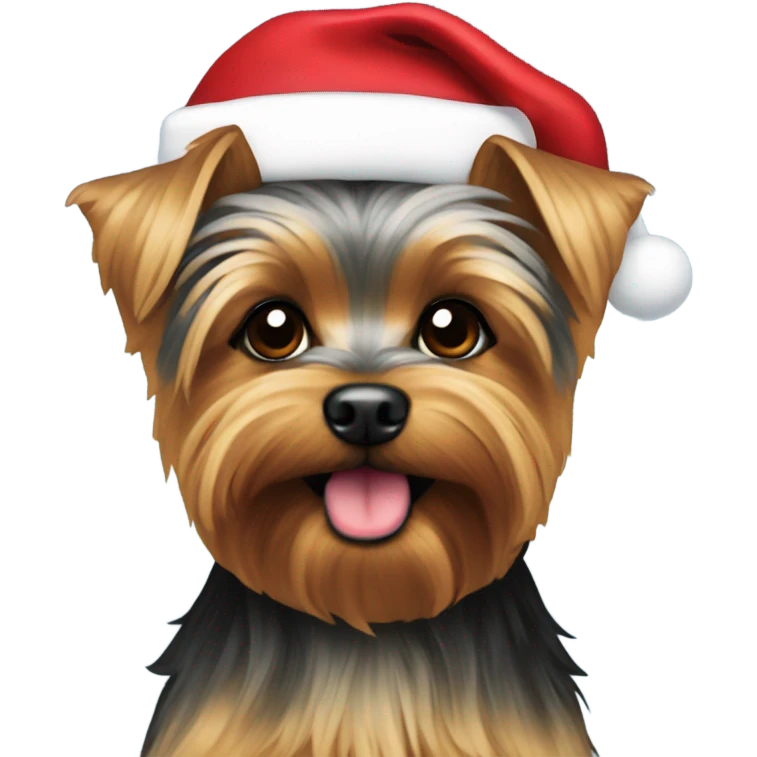 Yorkie with Santa hat emoji