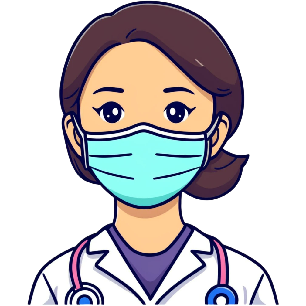 Girl wearing a COVID medical face mask emoji