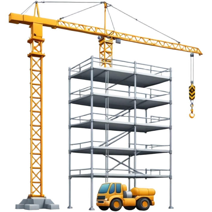 building under construction with scaffolding and a crane emoji style emoji