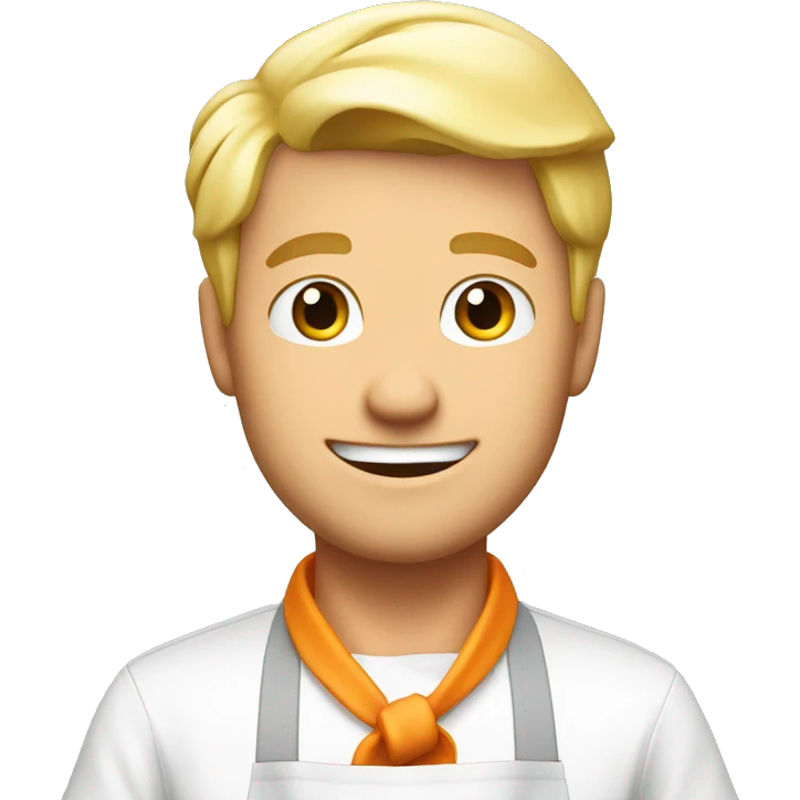 male blond chef that is using a light orange apron. Dont show arms emoji