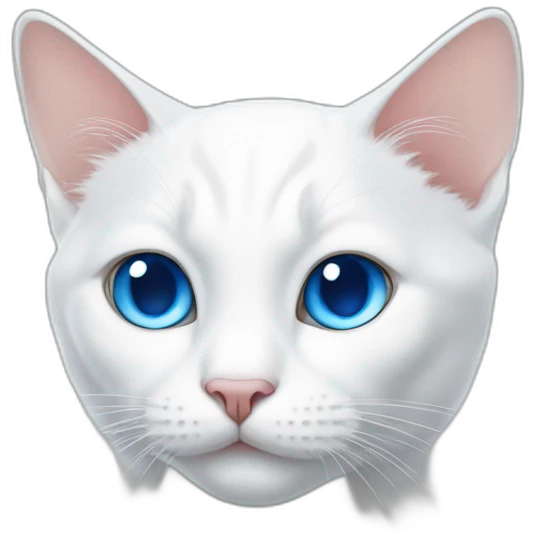 white cat with flattened ears and blue eyes emoji
