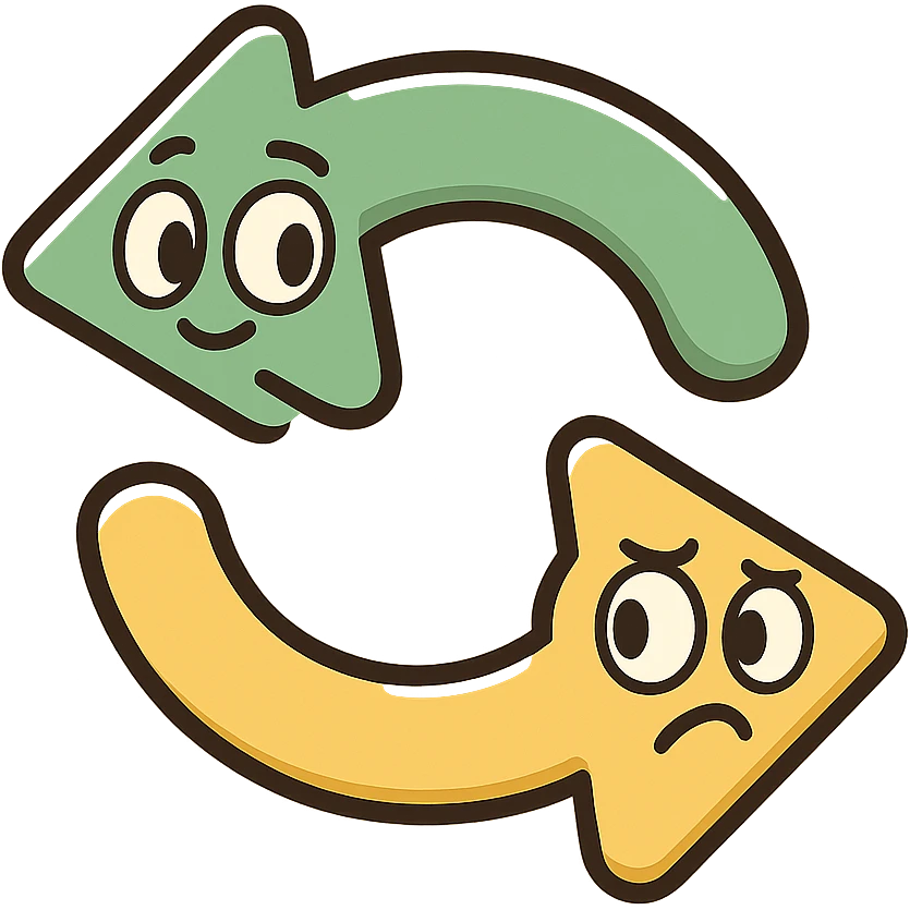 turnover arrows icon, modern look, green gold and white color scheme, rounded shapes, simple design, no background emoji