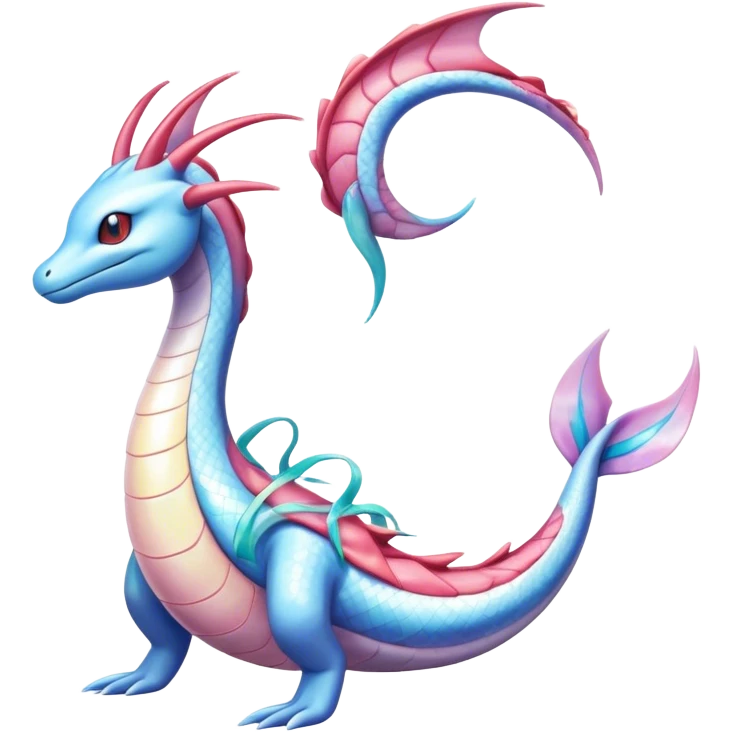 Milotic-Dragonair-Dratini-hybrid, full body, two legs, two hands emoji
