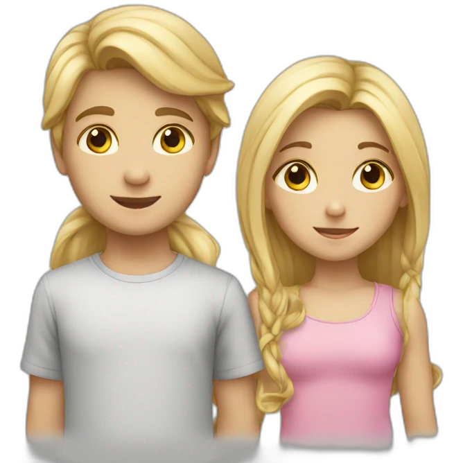 boy and girl children both with long blonde hair emoji