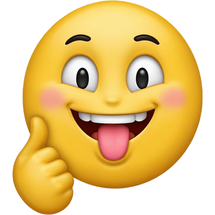 Emoji with its tung out with hand beside him emoji