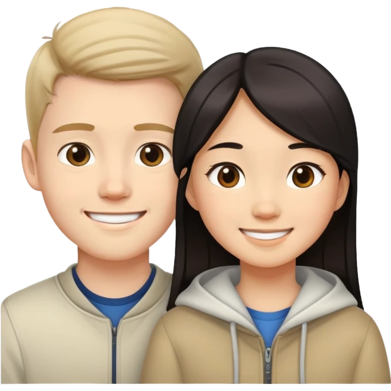 Asian girl and white boy emoji