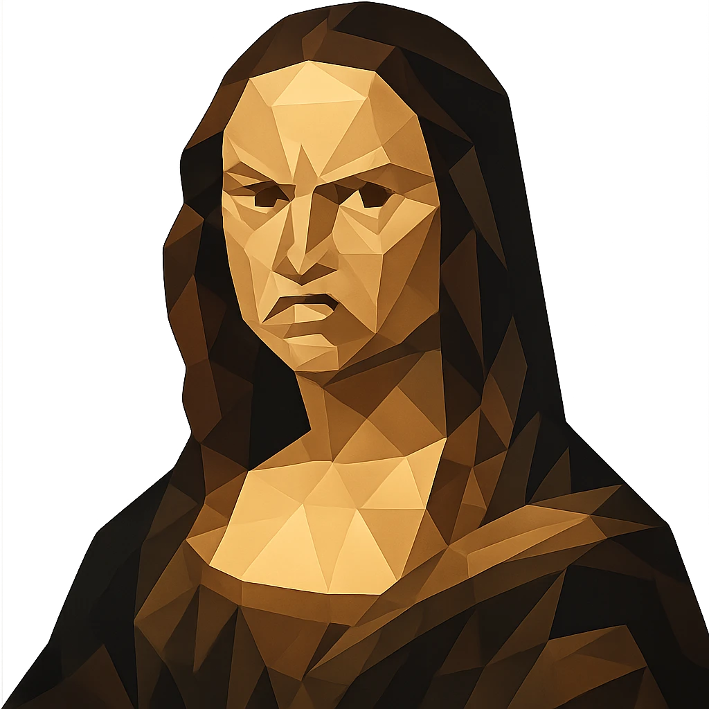 Mona Lisa showing anger emoji