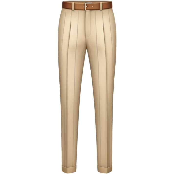 only the garment, beige dress pants with white vertical stripes, formal trousers with cuffed hem, pinstripe pattern, isolated item on white background, no model, no person emoji