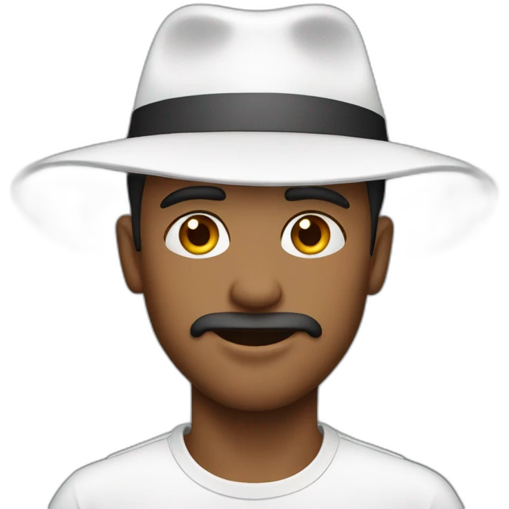 Guy in a hat, false eyelashes and white clothes emoji