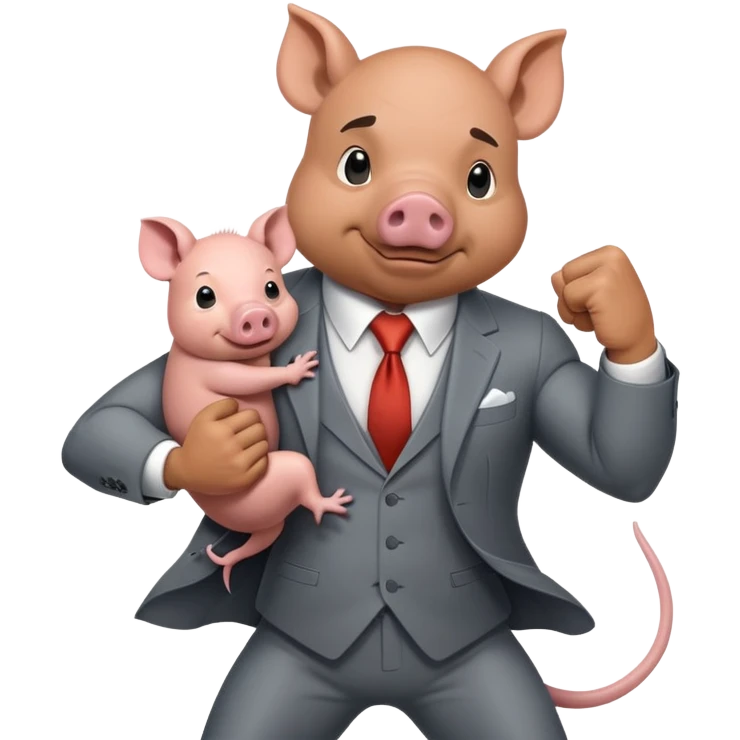pig man and rich rat man fighting emoji