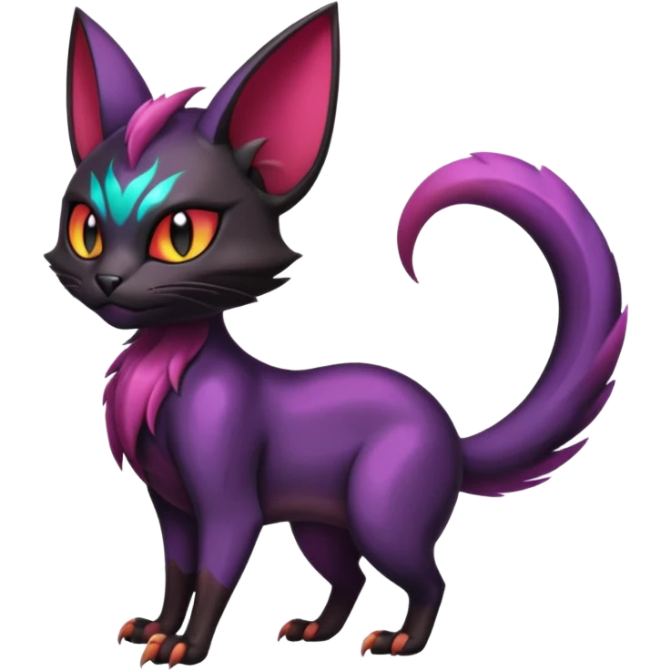 Black dark spooky badass cool shiny glossy smooth soft edgy Noivern-Noibat-Purloin-Torracat-Lykoi-Caracal-cat-Fakemon-fusion-hybrid-creature emoji