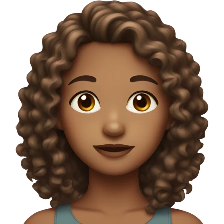 white girl brown curly hair black eyes emoji