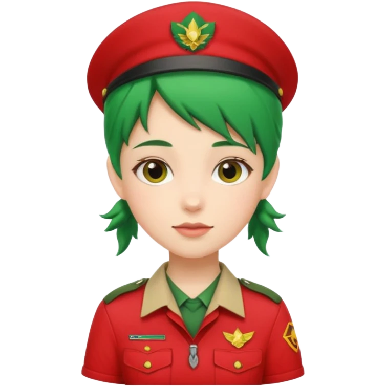 green haired scout girl with red uniform emoji