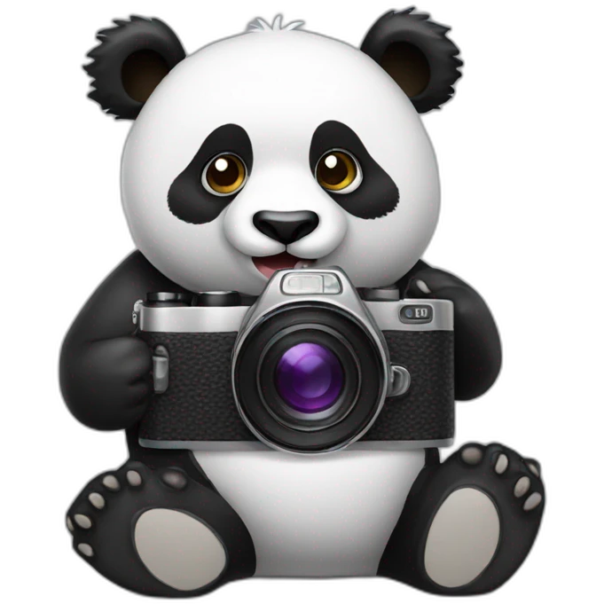 Panda with a camera emoji