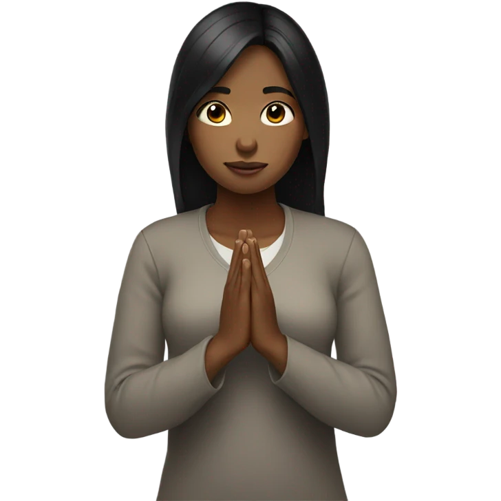 girl with black hair praying emoji