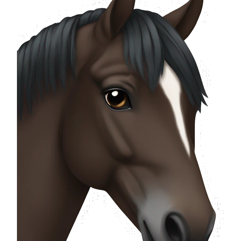 dark brown Hanoverian horse with a short black mane emoji