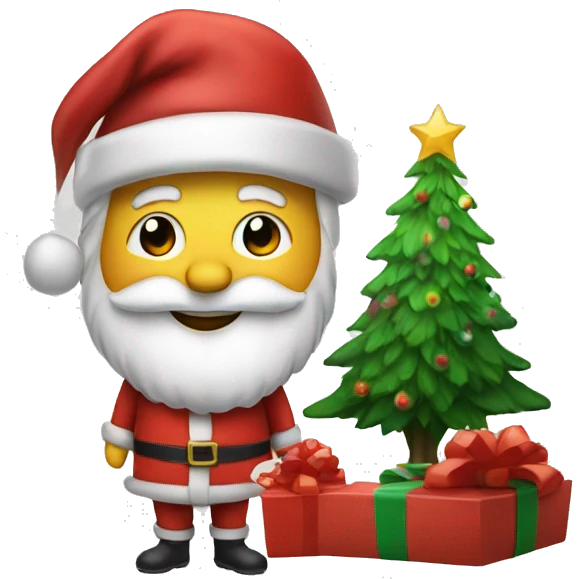 Santa by Christmas tree emoji